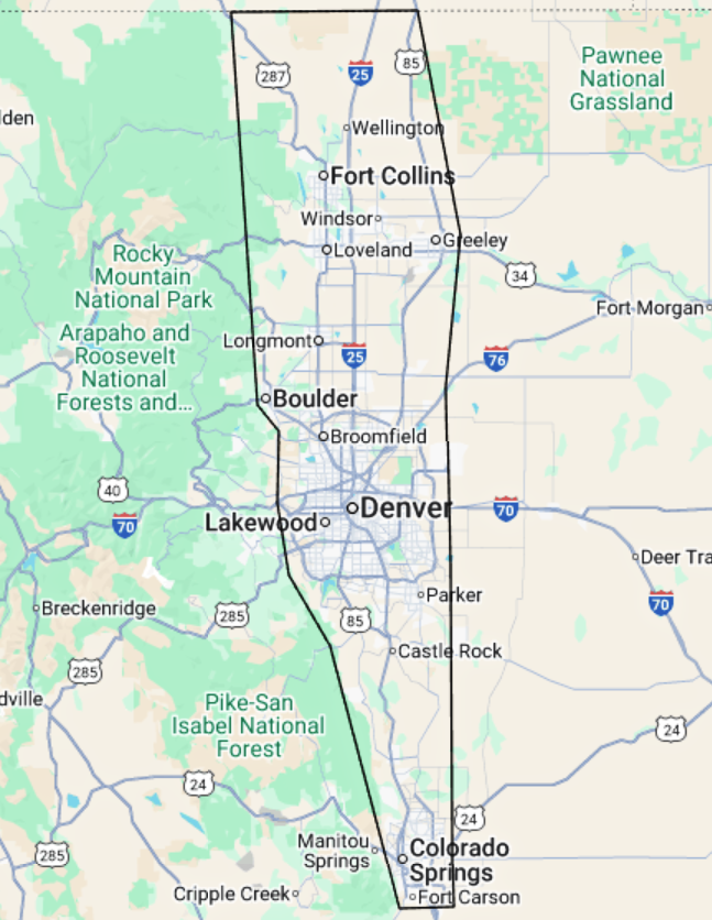 Skyline Appraisals Colorado Service Area Map